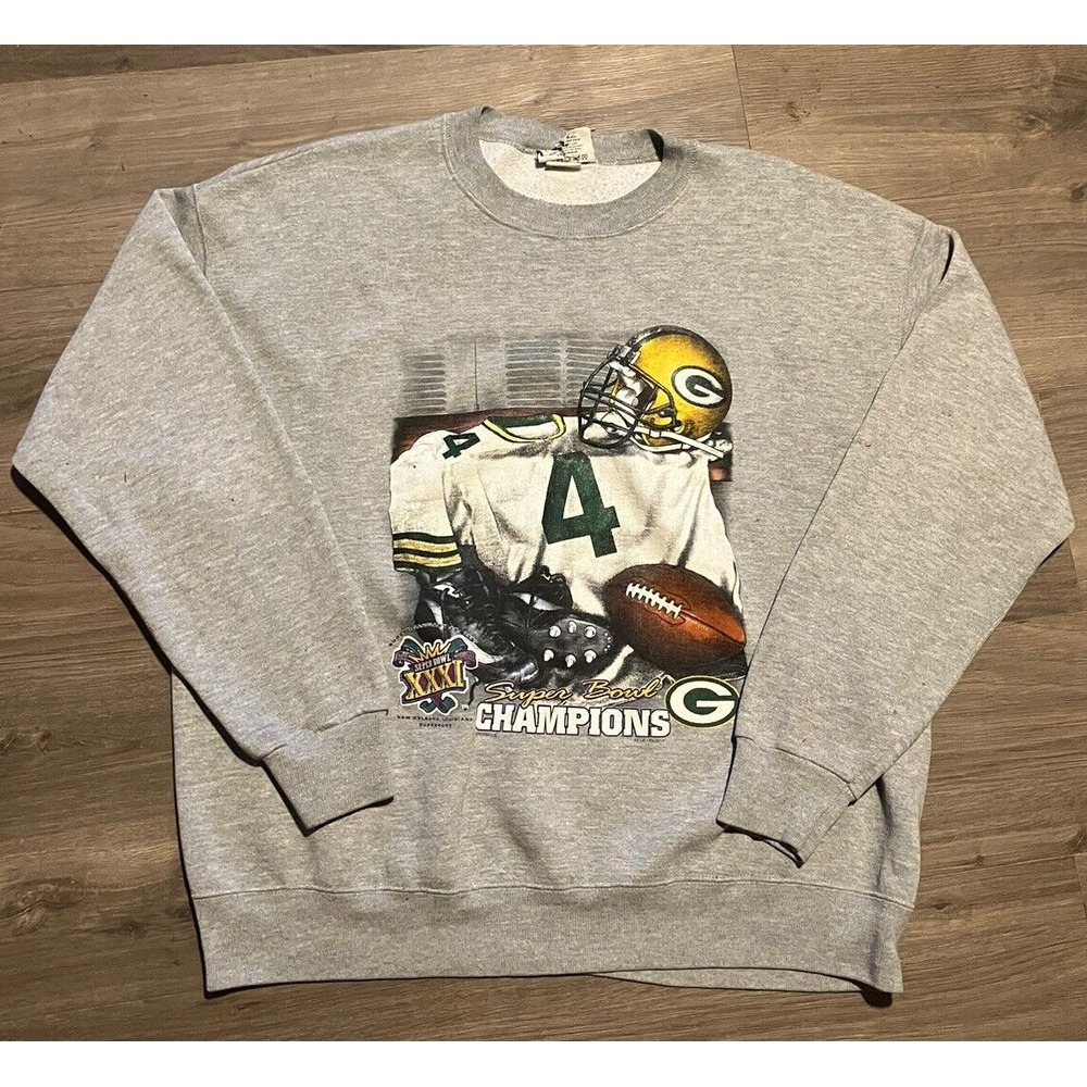 1997 Lee Sport Green Bay Packers Super Bowl Crewneck Sweatshirt Men's 2XL Nutmeg